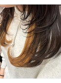 抜きっぱなしインナーカラー×ダークカラー大人可愛いロング