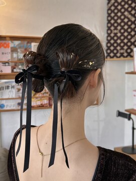 リボン型お団子ツイン