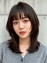 エイチ ウルフカット 大阪梅田(811)&nbsp;レイヤーボブヘアカラーバレイヤージュ50代くるみちゃんヘア