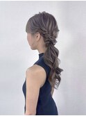 サイドポニーテール/編み込み/結婚式/ヘアセット/銀座/新橋/東京