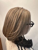 ロアー 葛西店(RAWR hair) RAWR艶やかなアプリコットピンク×外ハネ切りっぱなしボブ