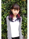 インナーカラー　レインボーカラー　ピンク、青、紫、ミドリ