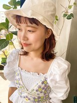 テトヘアー(teto hair)&nbsp;インナーカラー　オレンジカラー　眉上　ボブ　ロブ　ナチュラル