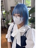 レイヤーカット ブルー×ピンク
