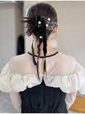 結婚式ヘアセット カチモリ風ポニー リボン【鹿児島中央】