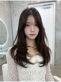 透明感ショコラグレージュ/ロングレイヤー/ワンカール/表参道