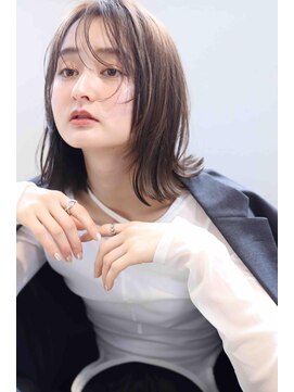 ムウ 難波(MOU) ボブクールショート前髪イメチェンピンクベージュ30代40代50代