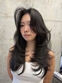 バタフライカット/海外ヘア/ロングレイヤー/小顔カット