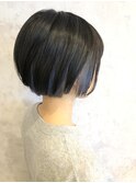 【インナーカラー】インディゴ/ブルーブラック/ミニボブ