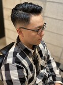 スキンフェードビジネスかき上げサイドパートショート