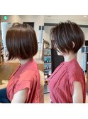 《30代40代》白髪ぼかしハイライト×前下がりボブ【イケダ】