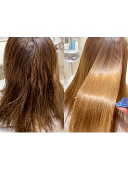 毎朝のスタイリングも簡単＊傷んだ髪も潤いたっぷりの自然なストレートに◎カラーと同時施術OK！[髪質改善]