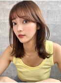 サラツヤロングベージュカラーブリーチしない透明感カラー