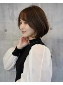 伸ばしかけボブワンカールパーマ顔周りカットひし形ボブ