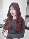 韓国風レイヤー＿ブラウンレッド＿髪質改善
