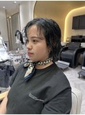 【AMI】ダークグリーン×ニュアンスパーマ