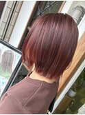 切りっぱなしボブ/ボブ/暖色カラー
