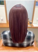 顔まわりレイヤー×ピンクブラウン【松山美容室】