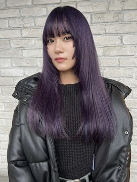 顔まわり ステップカット ラベンダー バイオレット 紫 韓国ヘア