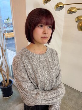 ユラギフロムユイマァル 水島店(YURAGI from YUIMARL) クールショート30代40代50代ブリーチワインレッドレイヤーボブ