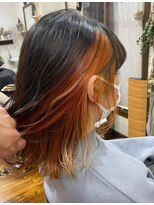 美容室 メザミー MESAMIES セクションカラー大人可愛い×ペールオレンジフェイスレイヤー