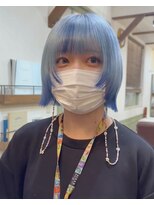 ベル 表参道店(Belle) ケアブリーチのデザインカラー【ブルーカラー】