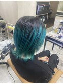 20代30代40代デザインカラーグラデーションブリーチターコイズ
