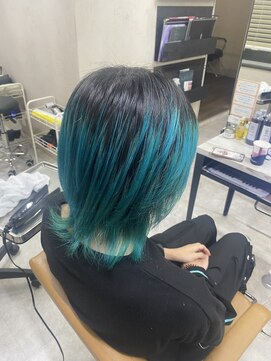 アジールヘア 東上野店(agir hair) 20代30代40代デザインカラーグラデーションブリーチターコイズ