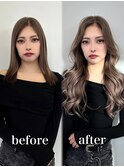 エクステ/グレージュ/アッシュブラウン/ダブルカラー/髪質改善