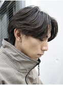 大人ナチュラルセンターパートツーブロックニュアンスパーマ緩め