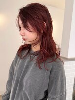 テトヘアー(teto hair)&nbsp;ミディアムレイヤー/ボルドー/レッドカラー/巻き髪/韓国ヘア