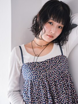 ヘアークラフト(Hair Craft) ボブパーマ×暗髪オン眉【岡山】ショートレイヤーゆるふわパーマ