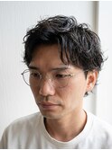 大人センターパート×ニュアンスパーマショート
