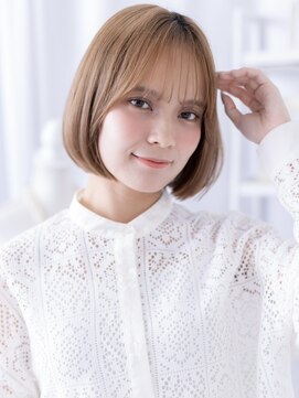 エノア バイ カバーヘア(ENOA by COVERHAIR) 30代秋の丸みボブ×ミルクティーベージュ