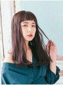 重ためナチュラルミディの暗髪ダークブラウンカラー