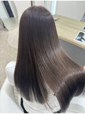 ベージュ髪質改善レイヤーカットブリーチなしダブルカラー
