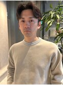 カルマパーマ　韓国風ヘア　センターパート　アップバング　30代