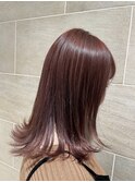20代30代40代シアーピンク透明感くびれボブ外ハネ乾かすだけ