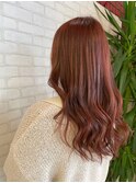 髪質改善レイヤー小顔カットアプリコットオレンジレッド韓国