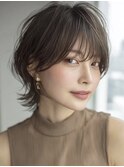 大人ショート 白髪ぼかし 白髪染め ハイライト 40代50代60代