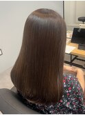 透明感カラー×こて巻きミディアム