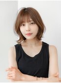 ミディアムレイヤー/大人可愛い/髪質改善/シースルーバング