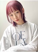ボルドーカラー/レイヤー/ミディアム/ワイドバング