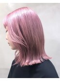ピンクラベンダーくすみピンクダブルカラーインナーケアブリーチ