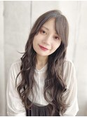 透け感カラーのミックスカール