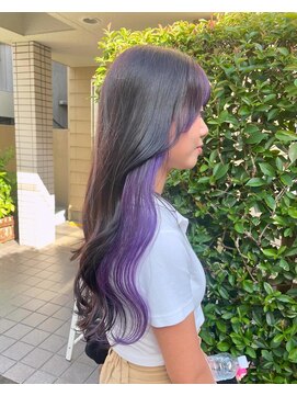 ラフ 原宿(L.a.a.g.f harajuku) イヤリングカラー パープル ラベンダー ロングヘア＠原宿