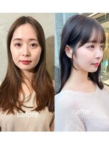 ノラ ヘアーサロン(NORA HAIR SALON)&nbsp;ナチュラル小顔前髪あり後れ毛サイドバング結べるボブくびれヘア