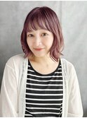 艶感ピンクカラーのニュアンスカールボブ