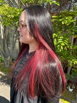 セットアップ 倉敷美和店(SET-UP) インナーカラーレッド/イヤリングカラー/ストレートロング/艶髪