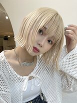 ミルクティーグレージュ暗めアッシュブラウン長めボブ結べるボブ